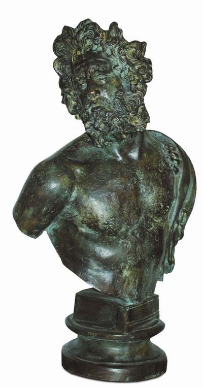 Due Busti di Centauri in Bronzo con Patina Archeologica, Fonderia Chiurazzi Napoli XIX-XX Secolo