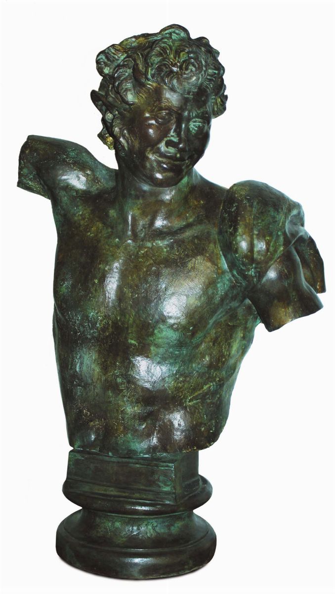 Due Busti di Centauri in Bronzo con Patina Archeologica, Fonderia Chiurazzi Napoli XIX-XX Secolo