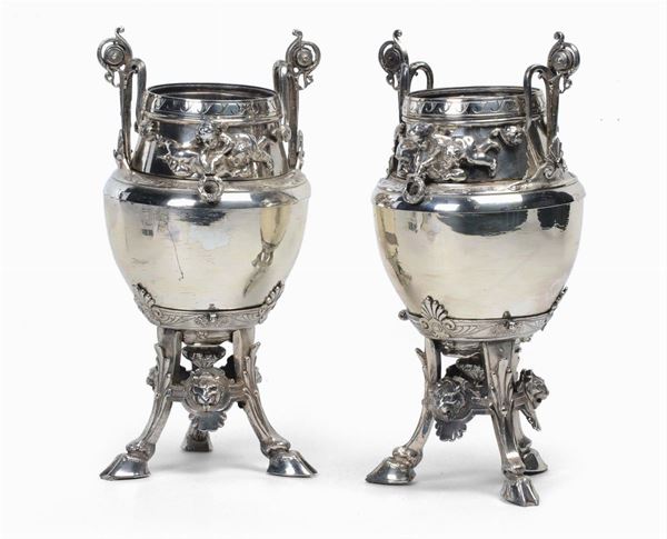 Coppia di portabottiglie in sheffield, XIX secolo