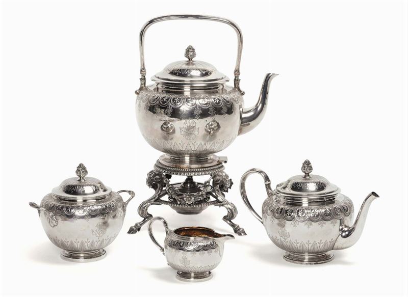 Servizio da Tè in argento, marcato Odiot, Parigi  circa 1880  - Asta Argenti e Gioielli Antichi e Contemporanei - Cambi Casa d'Aste