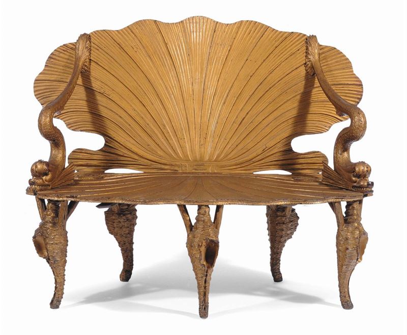 Divanetto in legno scolpito e dorato, XIX secolo  - Auction Antique and Old Masters - Cambi Casa d'Aste