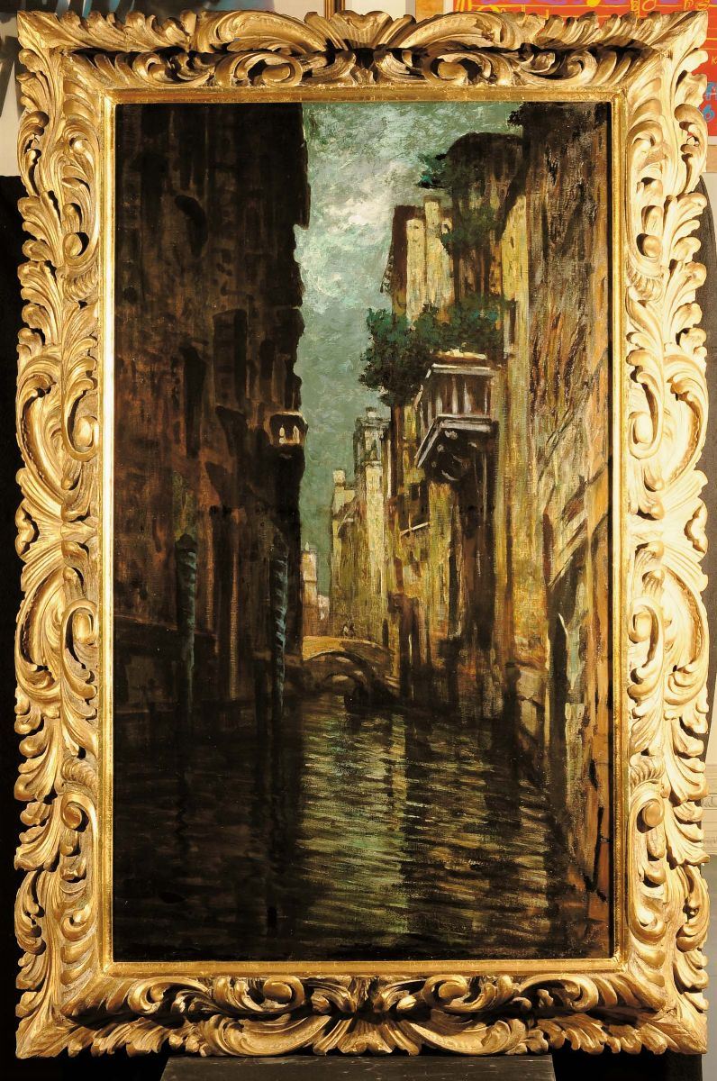 Giuseppe Miti Zanetti  (1859-1929) Scorcio veneziano  - Asta Dipinti del XIX e XX secolo - Cambi Casa d'Aste
