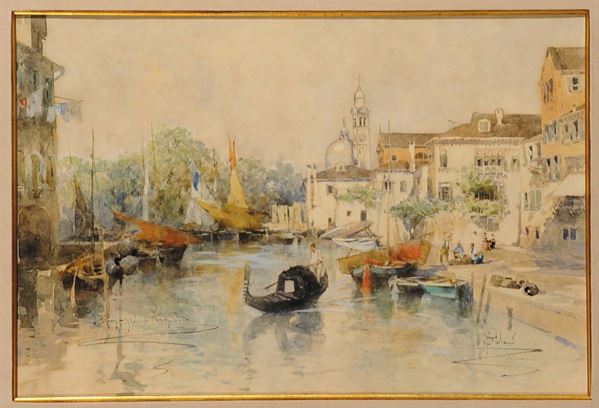 Paolo Sala ( 1859 - 1924 ) Scorcio veneziano