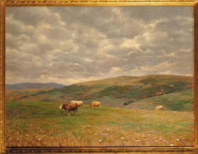 Alberto Zardo ( 1876 - 1959 )paesaggio con Mucche