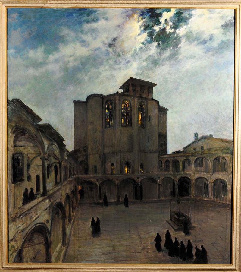 Antonio Discovolo (1876-1956) Veduta di piazza  - Asta Dipinti del XIX e XX secolo - Cambi Casa d'Aste