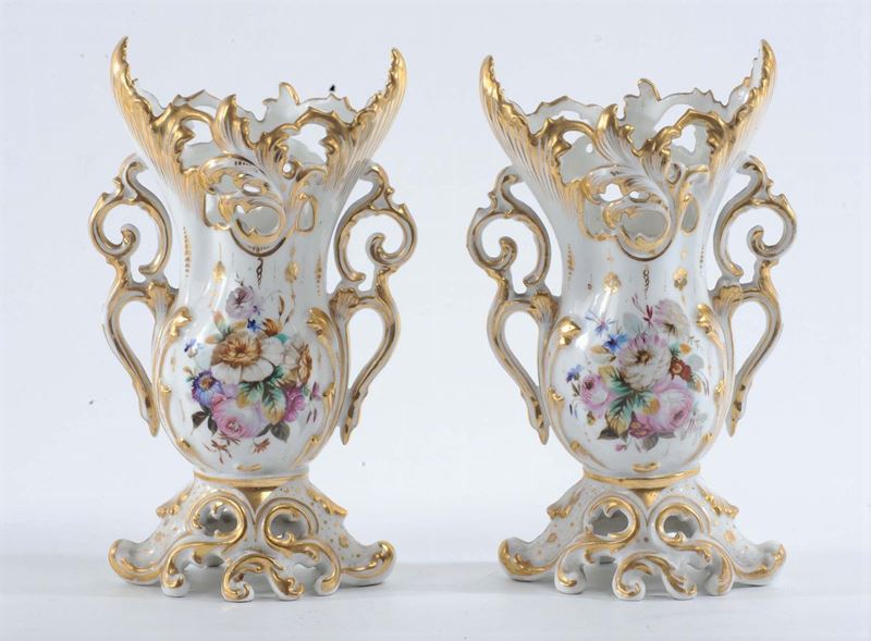 Coppia di vasetti Luigi Filippo in porcellana  - Auction Antique and Old Masters - Cambi Casa d'Aste
