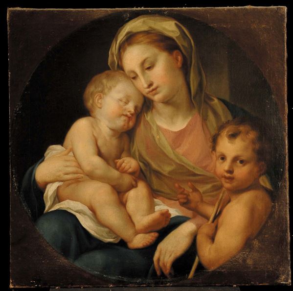 Scuola del XVII secolo Madonna con Bambino e San Giovannino