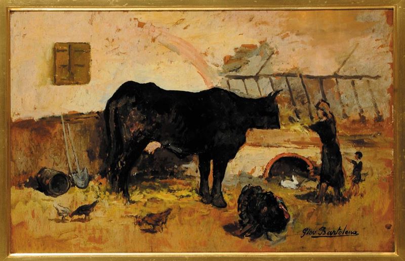 Giovanni Bartolena (1866-1942) Buoi alla mangiatoia  - Auction 19th and 20th Century Paintings - Cambi Casa d'Aste