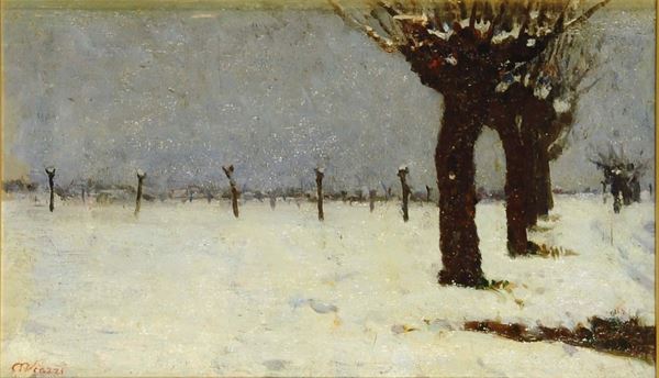 Cesare Viazzi (1857-1943) Campagna sotto la neve