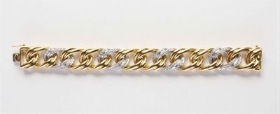 Bracciale a Maglia Gourmette con Inserti in Diamanti