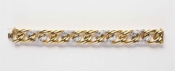 Bracciale a maglIa gourmette con inserti in diamanti