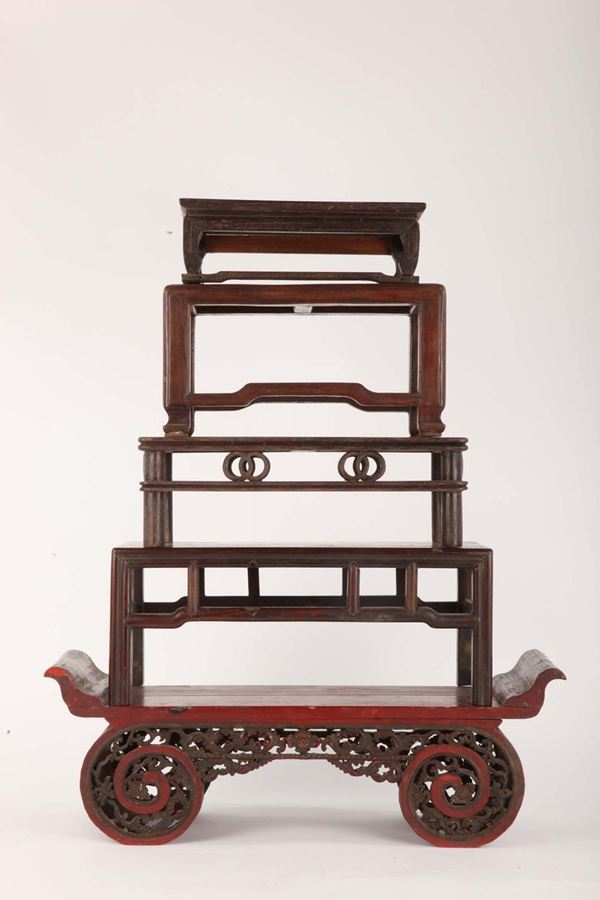 Lot of six miniature pieces of furniture, China, Qing Dynasty 19th century