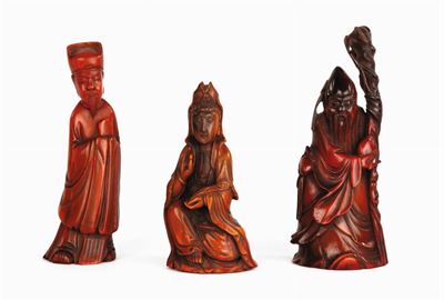 Lotto di Tre Figure, Cina, Dinastia Qing, XIX Secolo