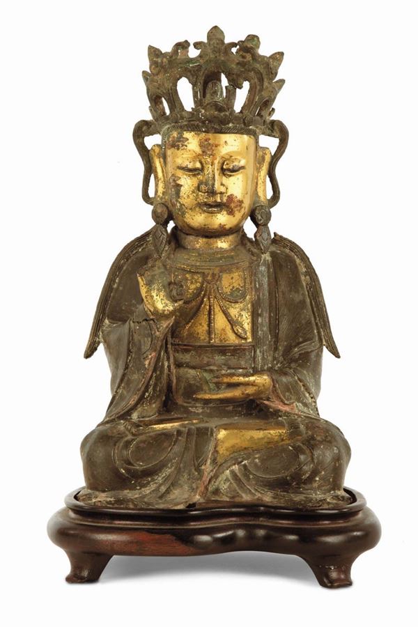 Guanyin in bronzo dorato, Cina, Dinastia Ming, XVII secolo