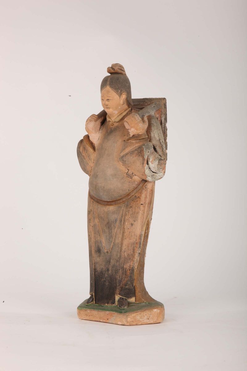 Figura in Terracotta Policroma, Cina, Dinastia Ming, XVII Secolo