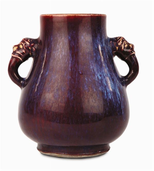 Lot of three flambé porcelain vases, China, Qing Dynasty, 19th century