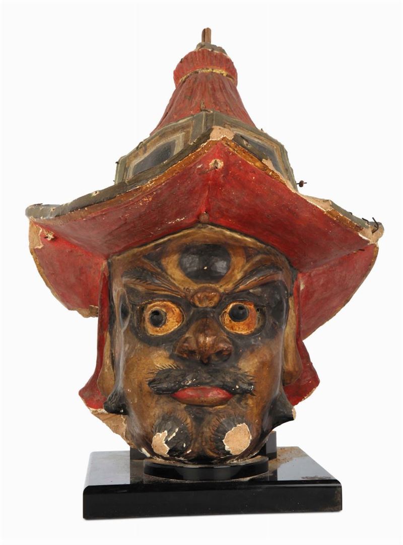 Polychrome plaster head, China, Ming Dynasty, 17th century  - Auction Oriental Art - Cambi Casa d'Aste