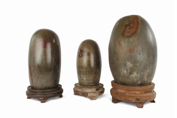 Lot of three marble Lingam, China, Republican Period, 20th century
