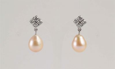 Orecchini con Perla Rosa