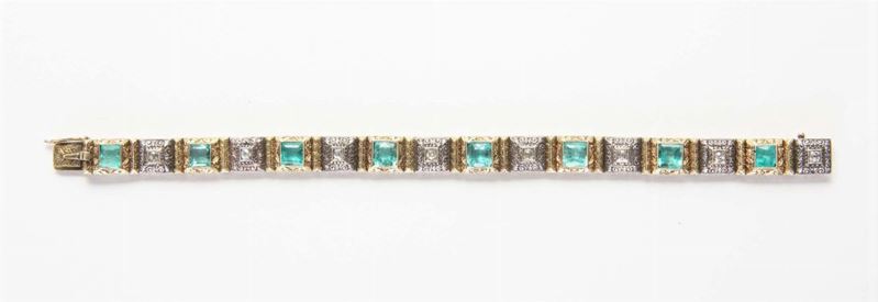 Bracciale Liberty con smeraldi  - Asta Argenti e Gioielli Antichi e Contemporanei - Cambi Casa d'Aste