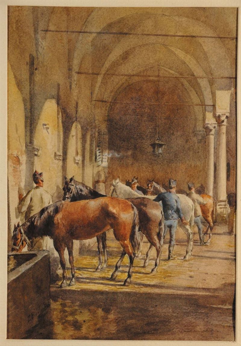Leopoldo Burlando (1841-?) Cavalli  - Asta Dipinti del XIX e XX secolo - Cambi Casa d'Aste