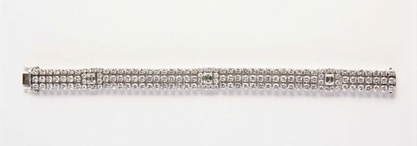 Bracciale di diamanti taglio rotondo e taglio smeraldo