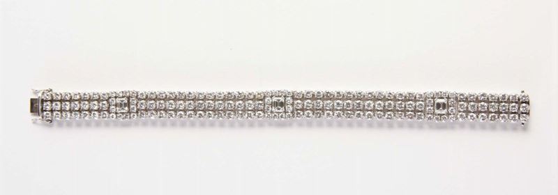 Bracciale di diamanti taglio rotondo e taglio smeraldo  - Asta Argenti e Gioielli Antichi e Contemporanei - Cambi Casa d'Aste