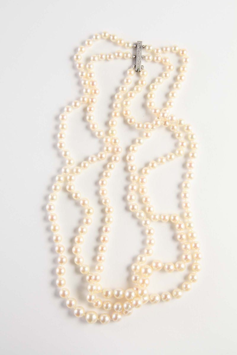 Collana di perle a tre fili  - Asta Argenti e Gioielli Antichi e Contemporanei - Cambi Casa d'Aste