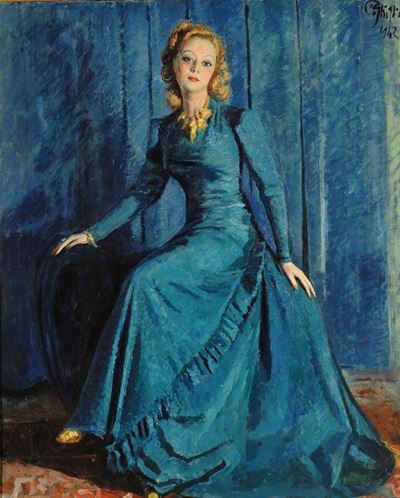 Paolo Ghiglia (1905-1979)signora in Blu, 1942