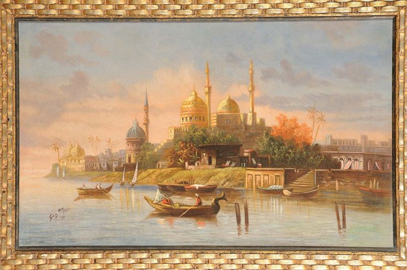 Georg Macco (1863-1933) Girga sul Nilo  - Asta Antiquariato e Dipinti Antichi - Cambi Casa d'Aste