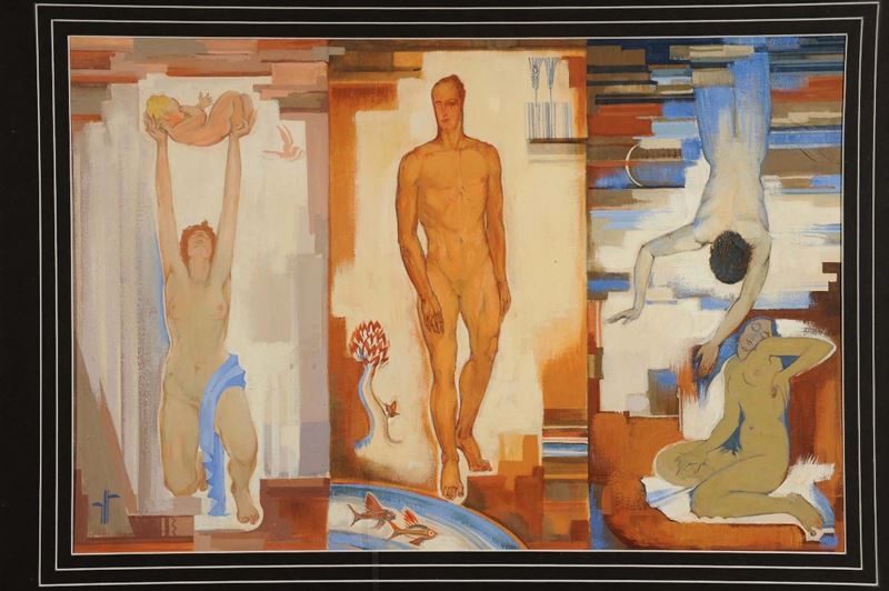 Luigi Bonazza (1877-1965), attribuito a Le tre età dell’uomo  - Auction Antique and Old Masters - Cambi Casa d'Aste