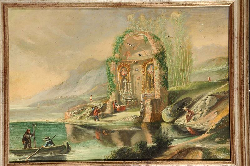 Anonimo del XIX secolo Veduta di Baia presso Napoli  - Asta Antiquariato e Dipinti Antichi - Cambi Casa d'Aste