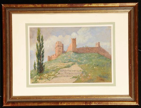 Ernst Dargen (1866-1929) Veduta di Assisi