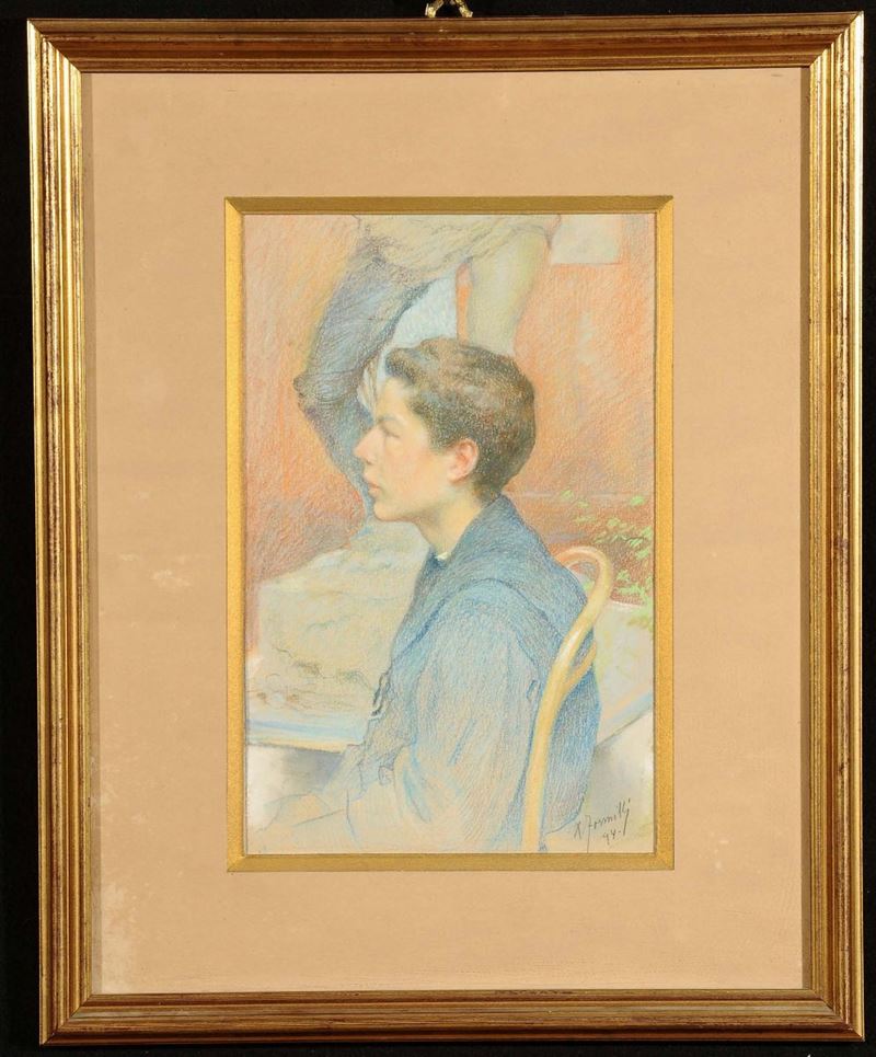 Attilio Formilli (1866-1933) Ritratto di giovanetto  - Asta Antiquariato e Dipinti Antichi - Cambi Casa d'Aste