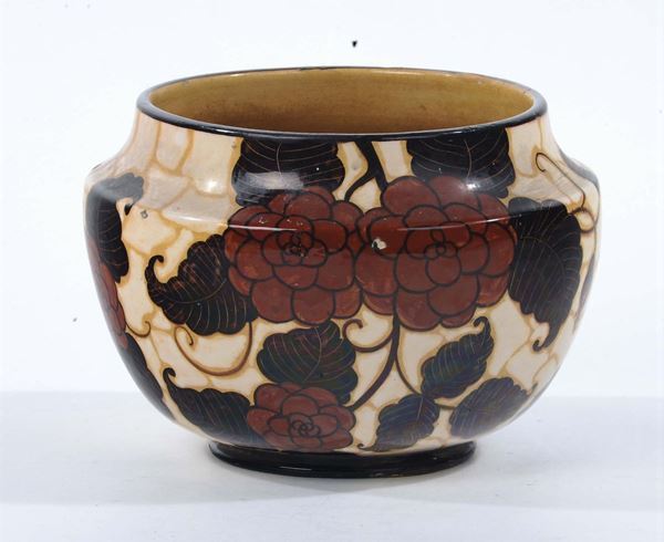 Vaso in ceramica decorata a fiori, “La Fenice”  Albissola