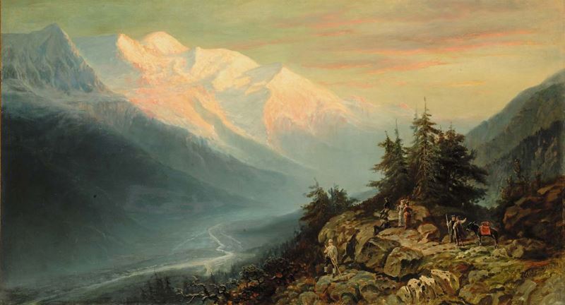 Anonimo della fine del XIX secolo Scalatori al Monte Bianco, 1888  - Auction 19th and 20th Century Paintings - Cambi Casa d'Aste