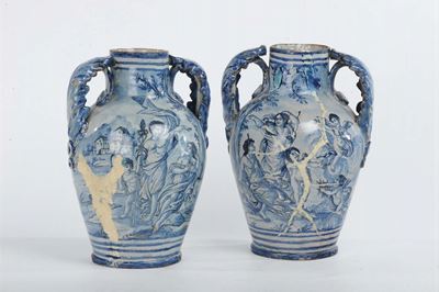 Coppia di Vasi in Maiolica, Savona Marca Lanteran 1726