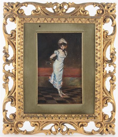Eleuterio Pagliano (1826-1903)donna in Interno