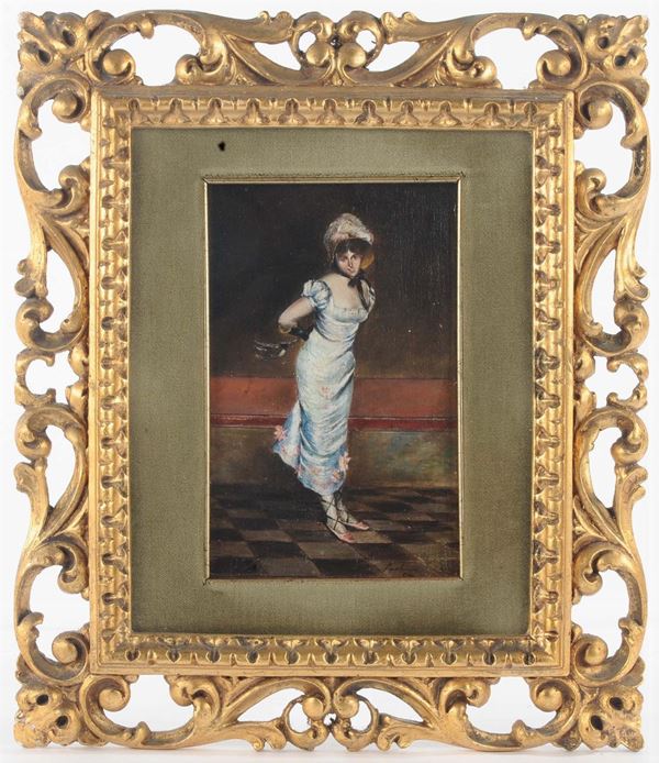 Eleuterio Pagliano (1826-1903) Donna in interno