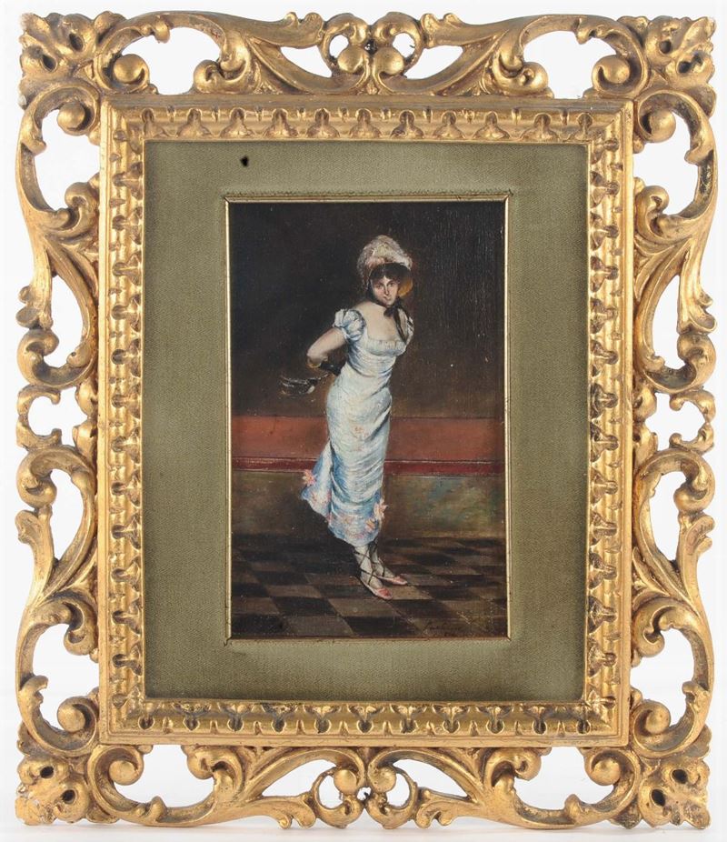 Eleuterio Pagliano (1826-1903) Donna in interno  - Asta Dipinti del XIX e XX secolo - Cambi Casa d'Aste