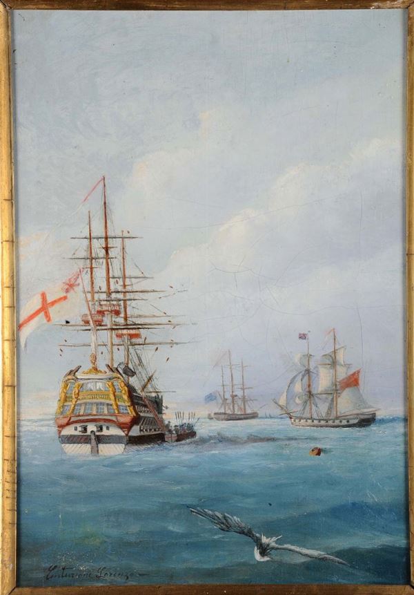 Lorenzo Centurione (XIX) Marina con velieri