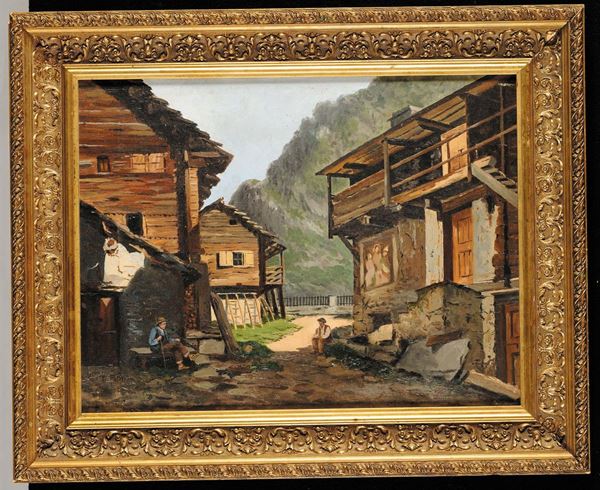 Leonardo Roda (1868-1933), attribuito a Villaggio montano