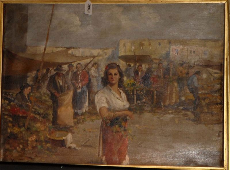 Gustavo Pisani (1877-?) Mercato a Napoli  - Auction 19th and 20th Century Paintings - Cambi Casa d'Aste