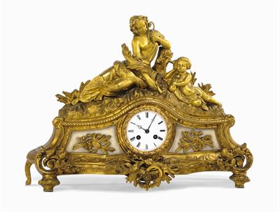 Pendola Francese in Bronzo Dorato, Seconda Metà XIX Secolo