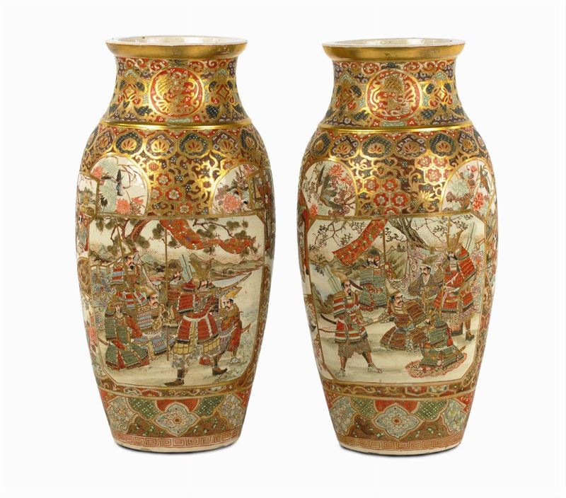 Coppia di vasi sazuma in porcellana, Cina fine XIX secolo  - Auction Antique and Old Masters - Cambi Casa d'Aste