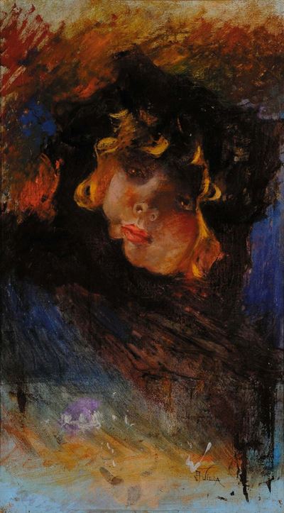 Aleardo Villa (1865-1906)ritratto Femminile