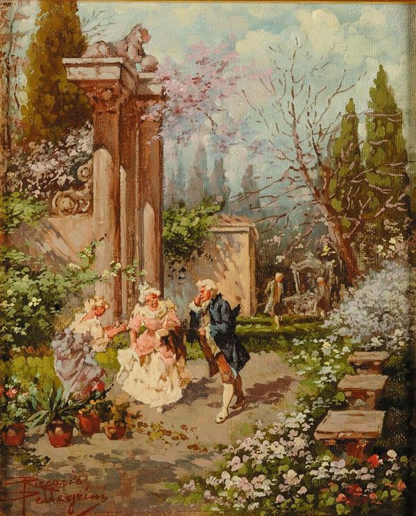 Riccardo Pellegrini (1863-1934) Figure in giardino