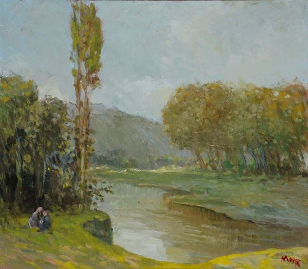 Domingo Motta (1872-1962) Paesaggio con figure
