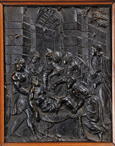 Coppia di Altorilievi in Bronzo Raffiguranti Deposizione di Cristo, XVI Secolo