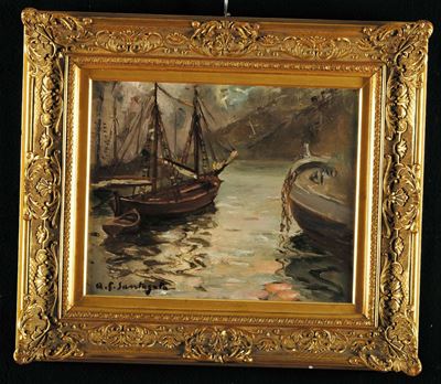 Antonio Giuseppe Santagata (1888-1985)barche a Camogli